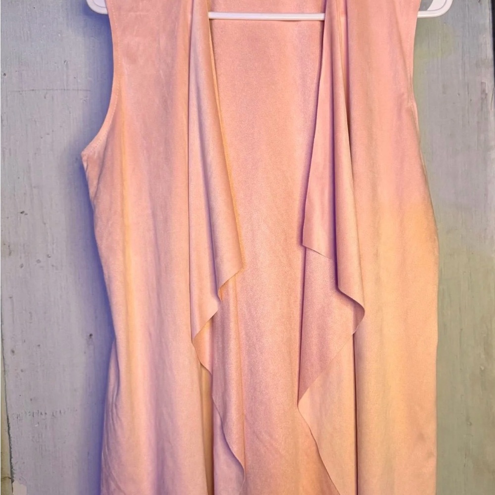 Soft Pink Sleeveless Drape Cardigan Vest